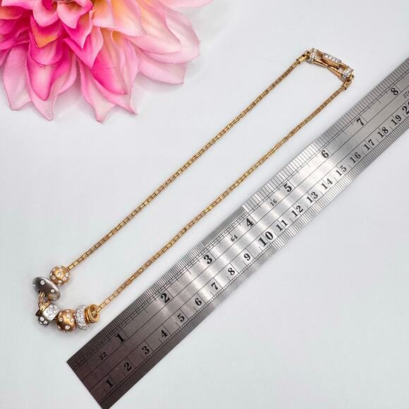 Swarovski Te Kauri Yellow Gold/Rhodium-Plated Crystal Pave Slider Bead Necklace - Picture 12 of 14